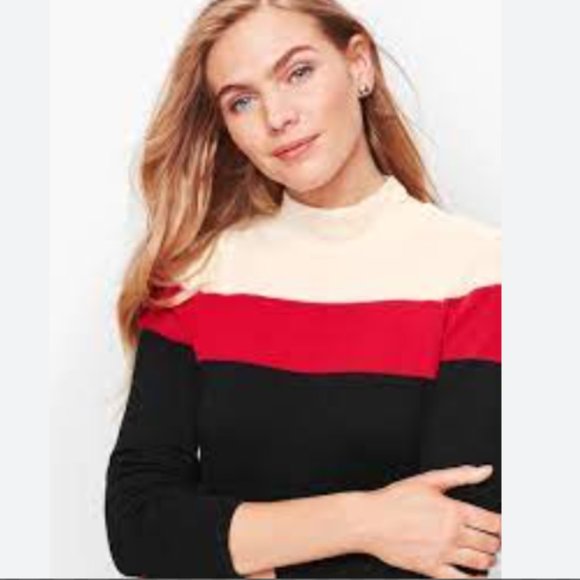 Talbots Colorblock Mock Neck Sz Petite P 4-6 Cashmere Blend Sweater Dress Long - Picture 3 of 16